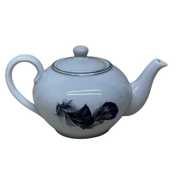 Limoges Patrick Frey Paris Plumes & Ferrieres Porcelain Tea Pot - Picture 3 of 7